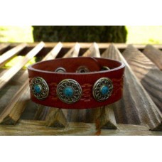 Handmade Leather Armband with South West Design & Celtique Bezel.